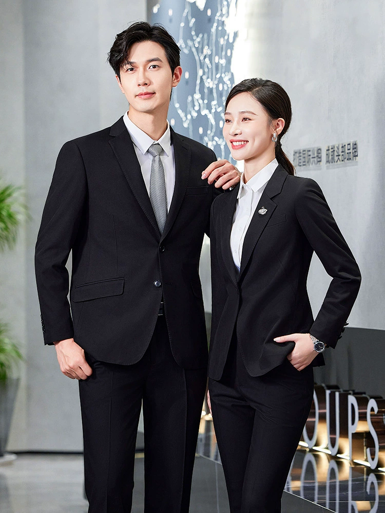 High-end black green suit, jewelry for work