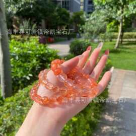 小众宝石珠宝首饰批发 白水体芬达红胶花 干净体天然水晶手链批发