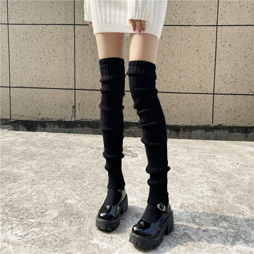 JK Lolita Knitted Socks Set for Women, Long Legover Knee-high Leg Socks, Winter Warm Thick Knee-high Socks, White Pile Socks