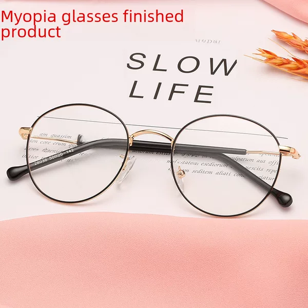 European and American Retro Cat-Eye Myopia Glasses for Women, Professional, Can Be Equipped with Prescription Lenses, Flat Glasses, Color-Changing Eyeglass Frames