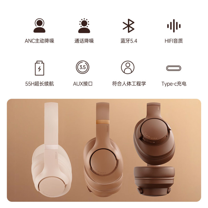 国境を越えた新しいヘッドマウント ANC ノイズリダクション Bluetooth ヘッドセットカスタマイズされたワイヤレス Bluetooth ヘッドセットオーバーイヤー超長バッテリー寿命|undefined