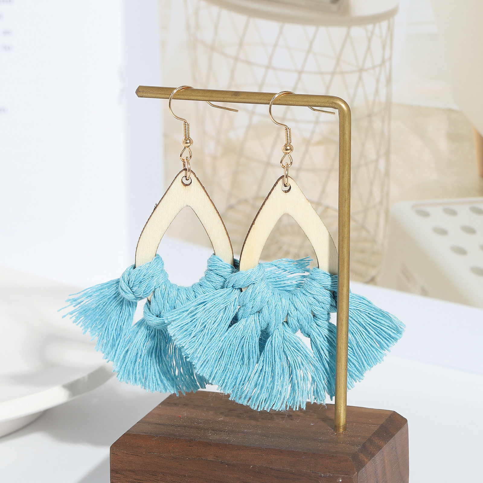 Casual Ethnic Style Geometric Cotton Thread Tassel Women's Drop Earrings 1 Pair display picture 72