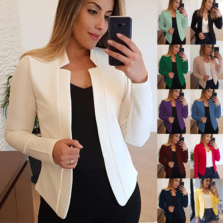 Femmes Élégant Couleur Unie Patchwork Patte Manteau Blazer display picture 4