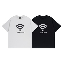 巴黎2024新款经典字母520限定WIFI情人节限定印花男女同款短袖T恤