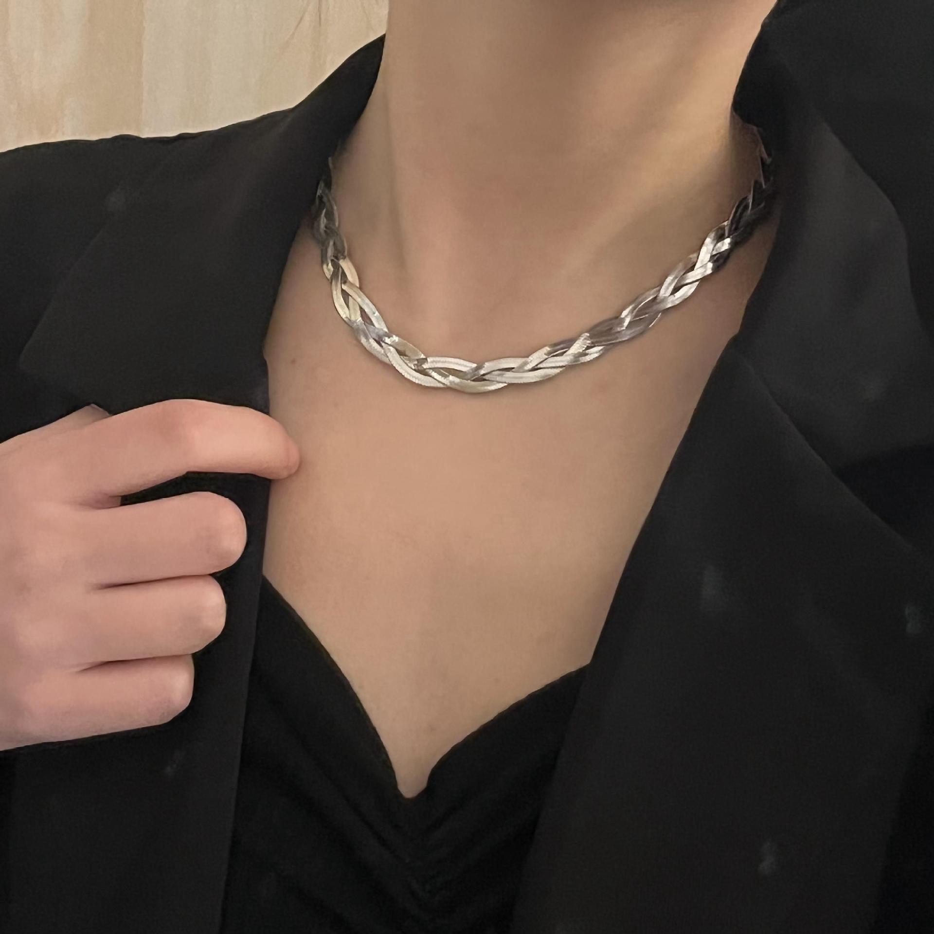 three-layer snake bone female retro fashion clavicle chain titanium steel