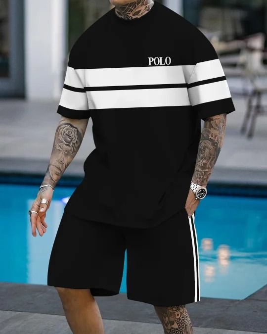 Comercio exterior europeo y americano Amazon 2025 nuevo estilo casual a juego de color manga corta cuello redondo camiseta pantalones cortos traje ME5 MA04