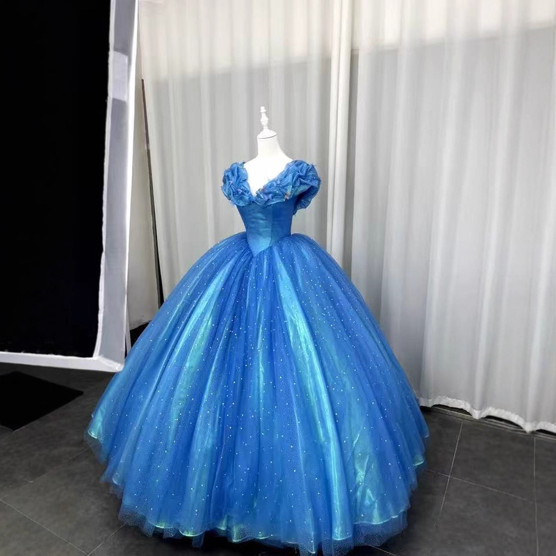 Cinderella Princess Dress Cosplay Performance Costume Dress with Train for Art Exam Halloween High-End Runway Show Cinderella Princess Dress Cosplay Performance Costume Dress with Train for Art Exam Halloween High-End Runway Show