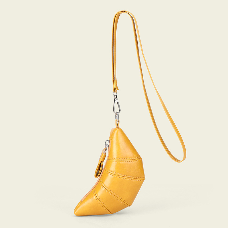 Bolso de croissant Kson 2024 nicho mini estuche para llaves retro lápiz labial bolsa para auriculares cuello colgante monedero decoración Xiaobai