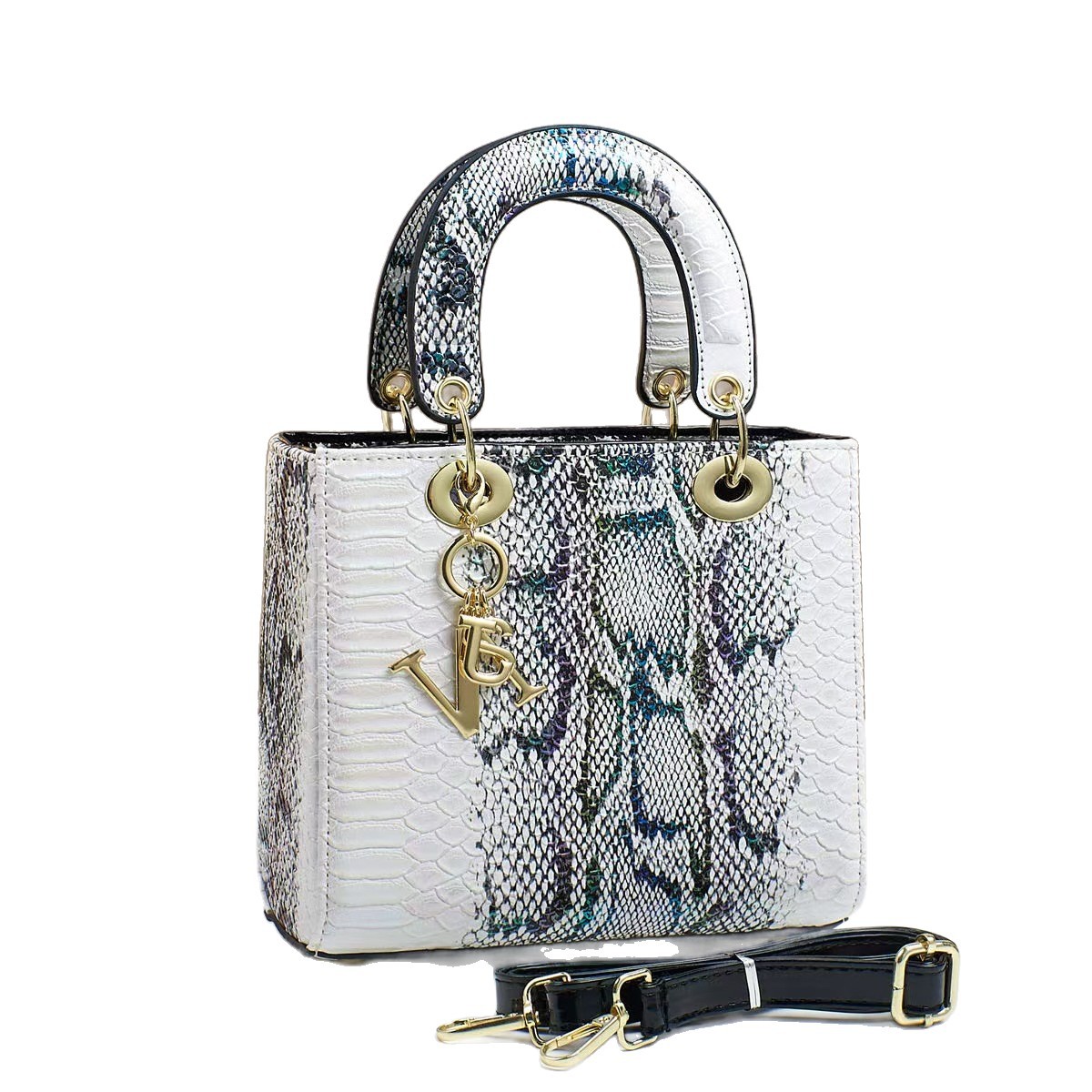 Transfronterizo 2025 nuevo bolso de moda mujer todo fósforo portátil pequeño bolso cuadrado bolso de hombro de color de contraste sentido de alta gama image 6