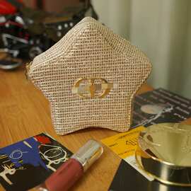 迪家圣诞限定星星化妆包金色水钻面料+星星造型超闪小巧便携