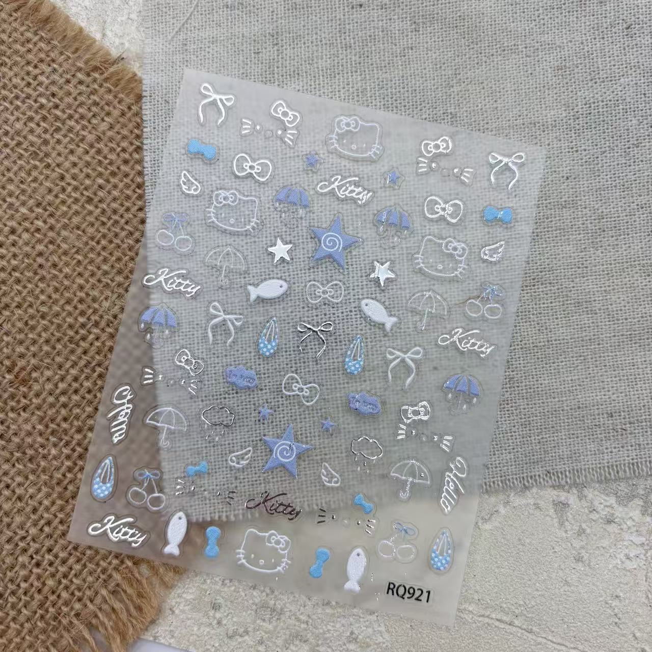 Korean-Style Ins-Style Kitty Fish Nail Stickers with Cute Small Patterns and Shell Luster DIY Waterproof Nail Stickers