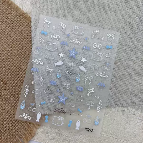 Korean-Style Ins-Style Kitty Fish Nail Stickers with Cute Small Patterns and Shell Luster DIY Waterproof Nail Stickers