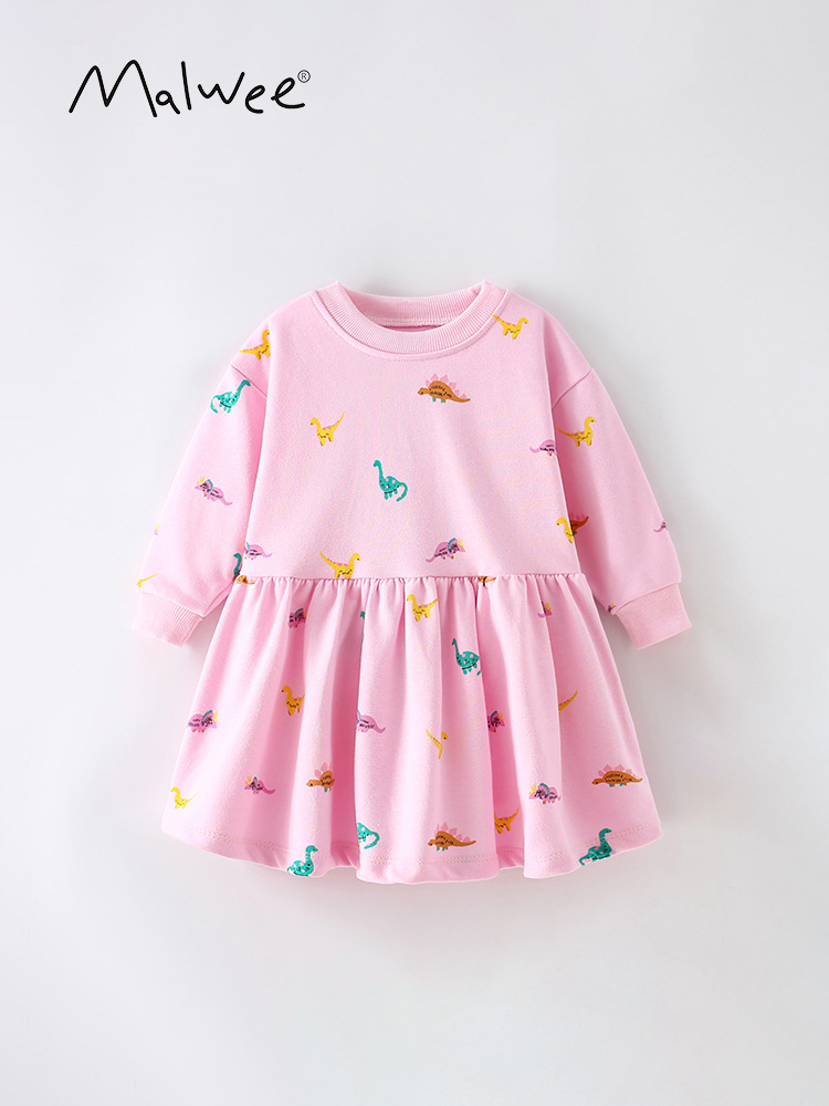 Vestido infantil malwee nuevo vestido casual de otoño para niños pequeños y medianos en Europa y los Estados Unidos vestido de baño de cuello redondo vestido de princesa de manga larga