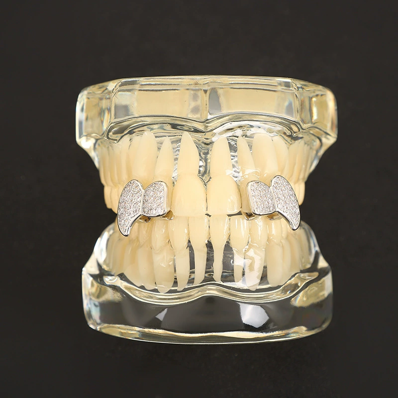 European and American cross-border full of zircon vampire teeth rap rapper fangs dentures Halloween teeth grillz