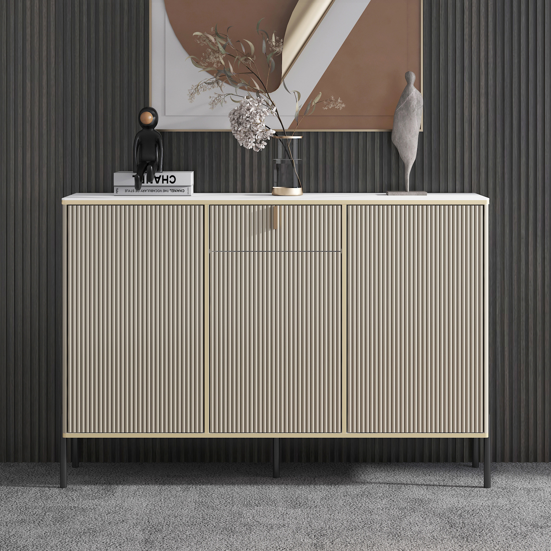 바위 접시 바탕 화면 120 회색 3 문 120*35*95cm