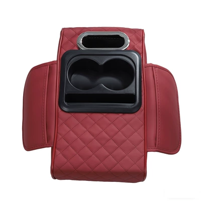 Cover with Dual Cup Holders, Armrest box pad - classic-4-in-1-red