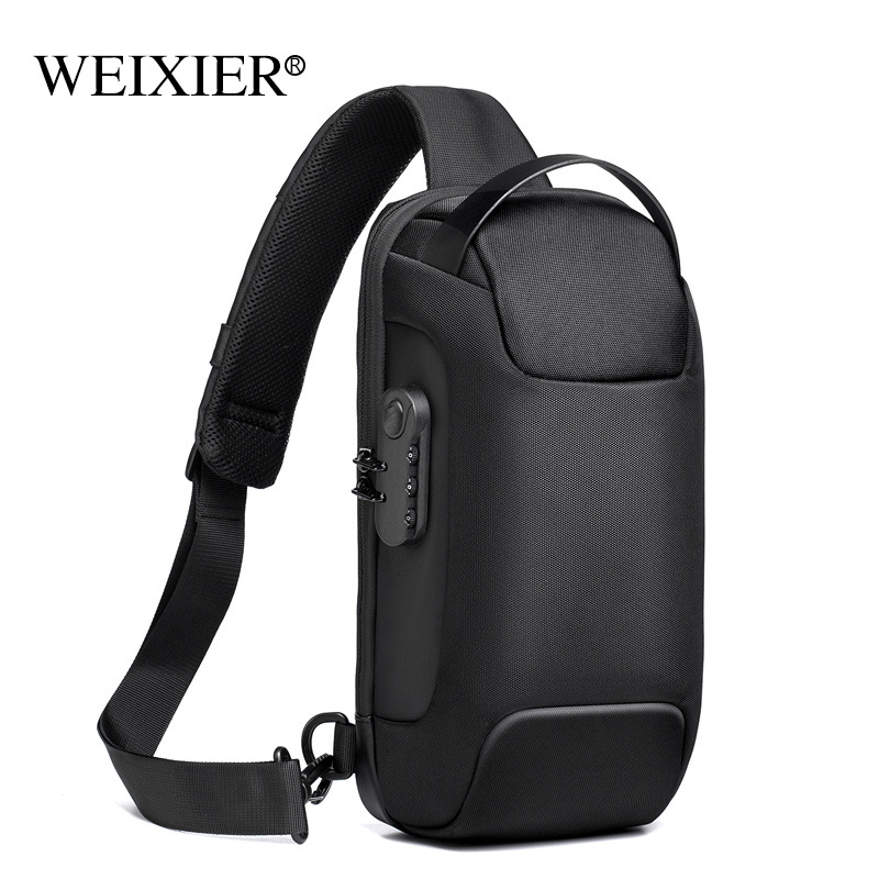 New Chest Bag for Men's Business Commuting Crossbody Bag, Single Shoulder Bag for Men's Chest Bag, USB Charging, Large Capacity Oxford Bag_voghion.com
