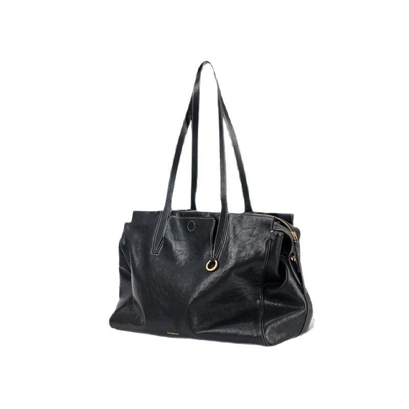 Songshan Trace Series Vegetable Tanned Cowhide New Tote Large Capacity Travel Bag Shoulder Commuter Bag For Women - Thumbnail 5