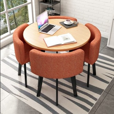 Simple Recepción y negociación pequeña mesa redonda mesa de recepción negociación reunión mesa de invitados y silla traje Oficina área de descanso mesa y silla combinación