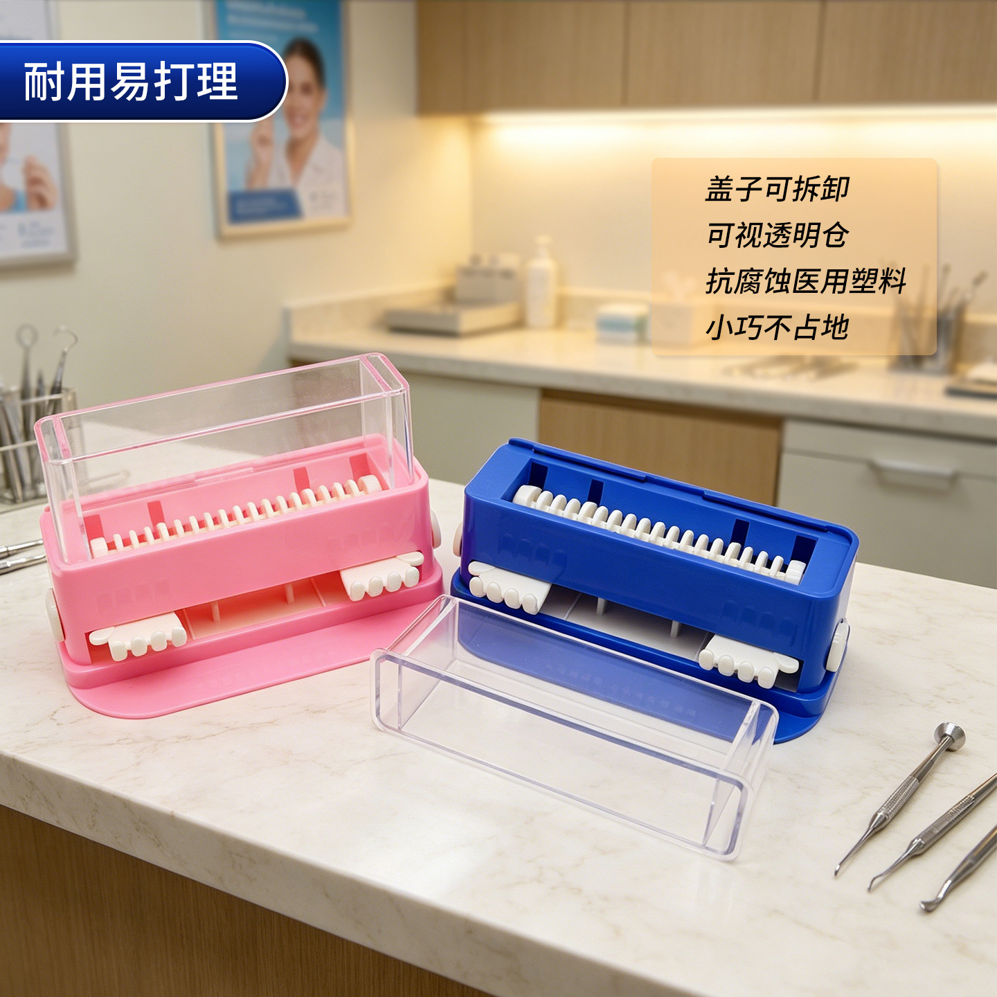Caja de cepillo dispensador de varilla de aplicación dental con mano, caja de colocación de varilla de aplicación, caja de recarga de cepillo de algodón