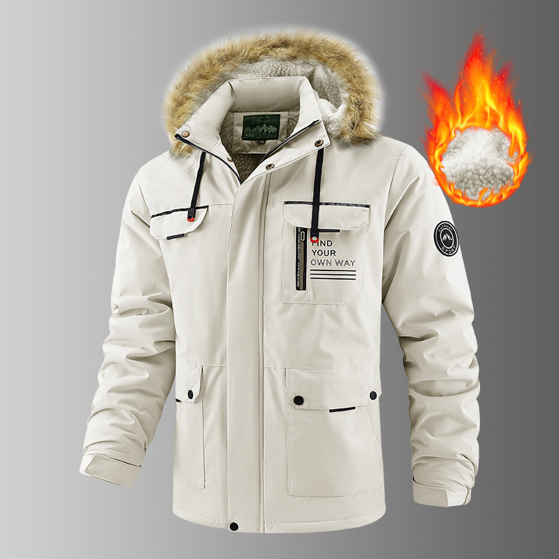 boy Cross-Border Foreign Trade Jacket Winter European And American Workwear Loose Fleece-Lined Warm Fashion Casual Hooded_voghion.com