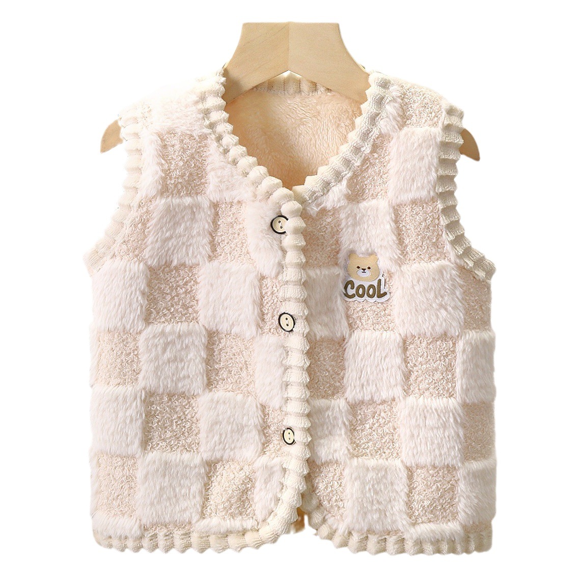 Chaleco forrado de lana para niños y niñas Chaleco de estilo occidental Chaleco de terciopelo de doble cara chaleco exterior bebé engrosado chaleco cálido