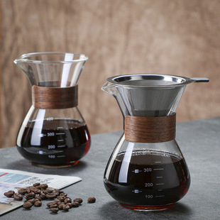 Wholesale hand Coffee Pot glass sharing pot suit household glass ear hanging coffee funnel with filter Cup
