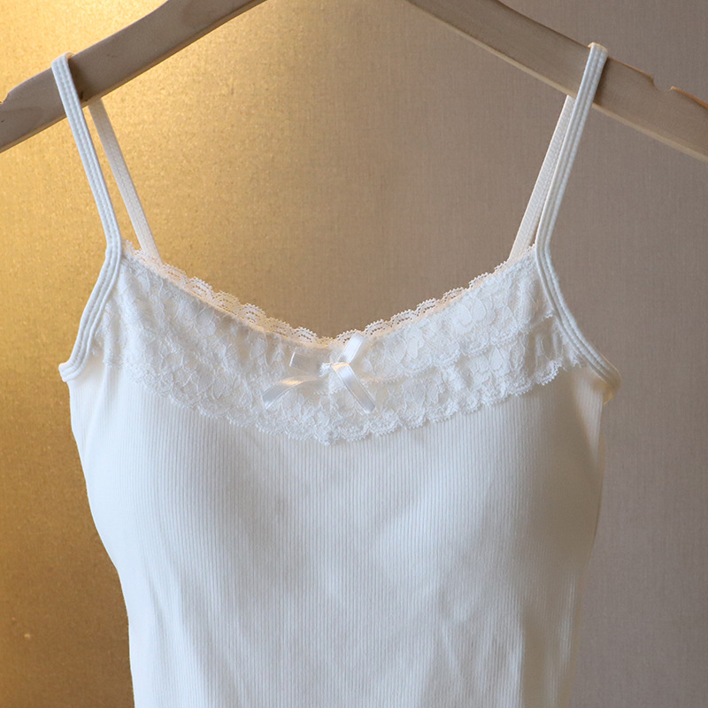 98g Weight Cotton, Spandex Fabric Type Short Top Length Camisole Tops Type Holiday, Daily Occasion Strap Neckline Slim Fit Type Solid Color Pattern Summer, Spring Season Women's Gender Lace Design Casual, Elegant Style Wholesale Women's Casual Elegant Solid Color Lace Tank Tops 11