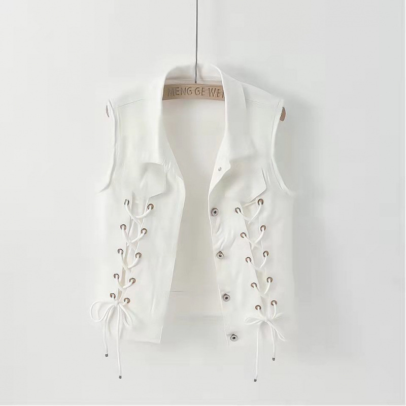Denim Vest Women's Spring and Autumn New Western-style Vest Slimming All-match 2024 Trendy High-grade Cardigan Outer-wear Top for Women