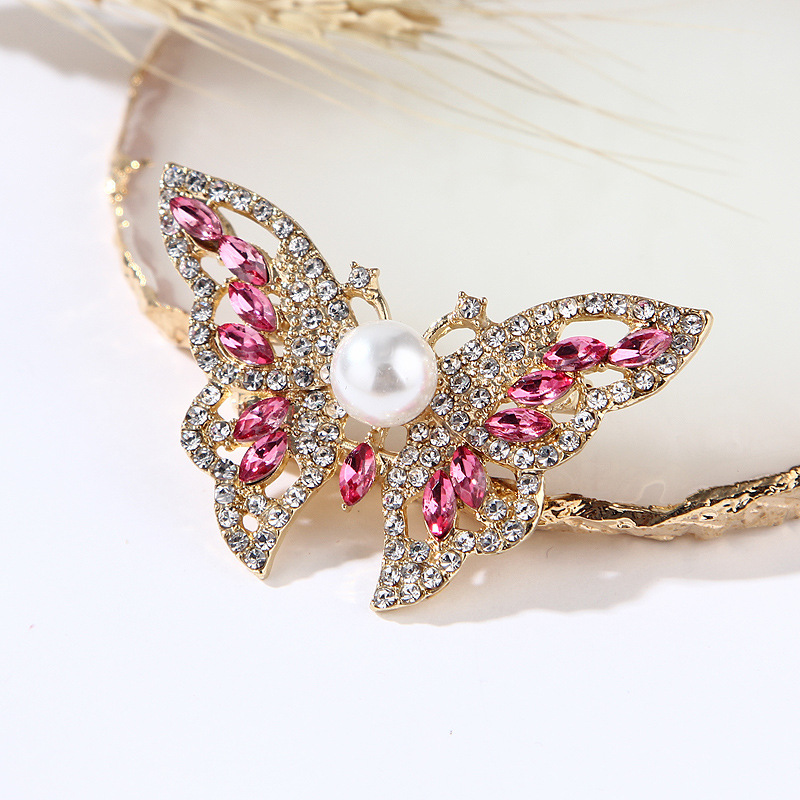 Glamour Mariposa Aleación Embutido Perlas Artificiales Diamantes De Imitación Mujeres Broches display picture 4