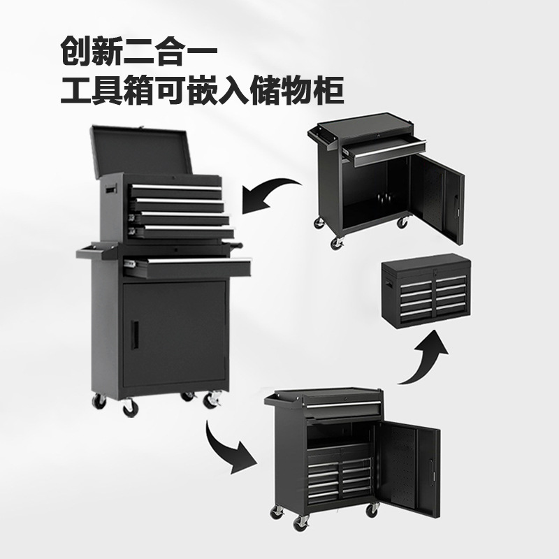 Caja de herramientas de carro de herramientas combinada de carro de hierro móvil gabinete de herramientas de hoja de hierro pequeño carro con ruedas carro de rotación para taller