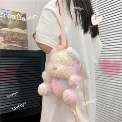 新款炫彩暴力熊雙肩包潮流卡通毛絨背包女女可愛ins單肩斜跨玩偶
