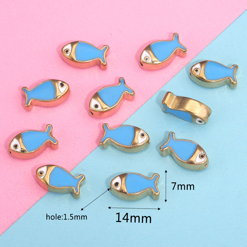 Ojo del diablo cuentas de acero inoxidable de doble cara gota de esmalte aceite ojos pequeños peces perlas espaciador perlas sueltas joyas DIY