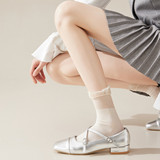 Летние легкие и тонкие дышащие кружевные носки, стеклянные японские милые гольфы, кружевное платье, средней длины