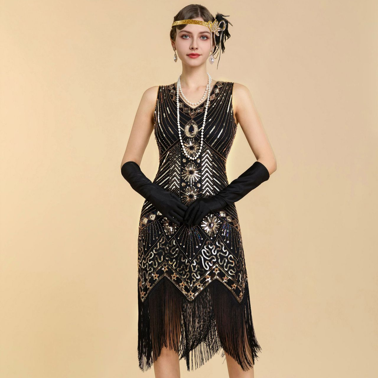 Vest Dress 1920S European and American Retro Gatsby Ball Banquet Tassel Evening Dress Amazon Cross-Border