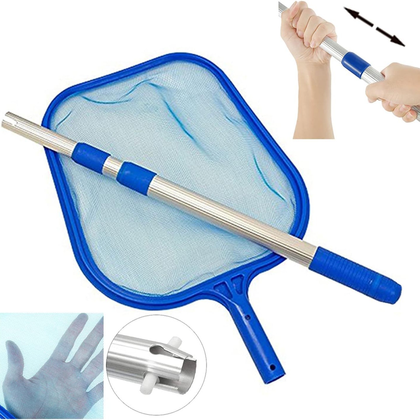 Amazon nueva piscina profunda y superficial traje neto con varilla telescópica traje 105cm piscina suministros de limpieza