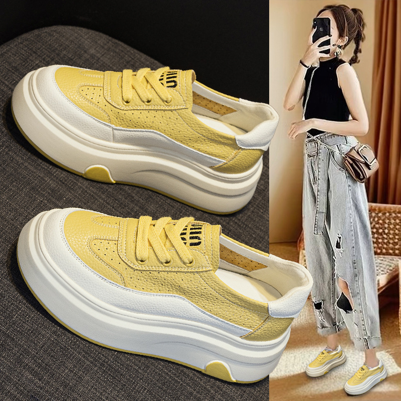 White Shoes for Women 2025 New Popular Spring and Autum Versatile Thick-Soled Foot-Showing Small Sneakers Breathable Cut Out Women's Shoes Ins White Shoes for Women 2025 New Popular Spring and Autum Versatile Thick-Soled Foot-Showing Small Sneakers Breathable Cut Out Women's Shoes Ins