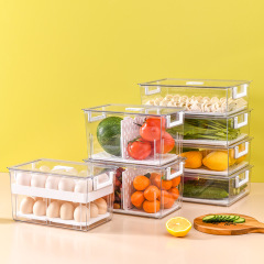 Japanese-style household minimalist thick with lid clip seal drain basket kitchen refrigerator fruits and vegetables transparent preservation box