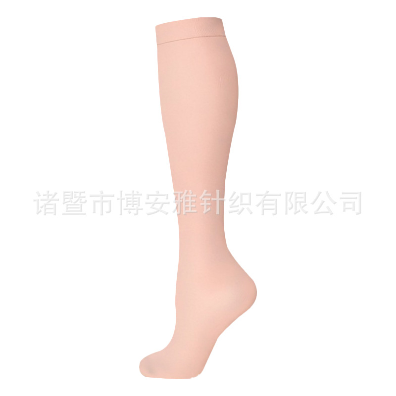 Calcetines de compresión transfronterizos para mujer, calcetines deportivos elásticos de compresión para correr, calcetines de compresión planos de color sólido para enfermeras con soporte para venas.