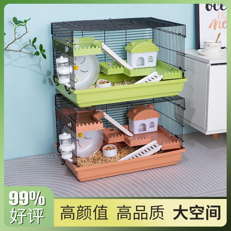 Jaula de hámster grande 47 jaula básica conjunto completo de suministros de jaula de hámster oro oso nido villa paquete de doble piso al por mayor