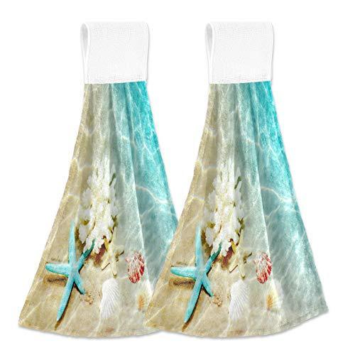 Ocean Beach Starfish Kitchen Bathroom Laundry Hand Towel Hanging Towel with Ring Dishwashing Cloth Absorbent Cross Border Towel