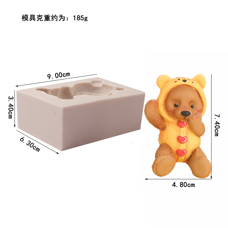 Oso de dibujos animados aromaterapia molde para hornear DIY epoxi decoración la torta del molde chocolate fondant Silicona