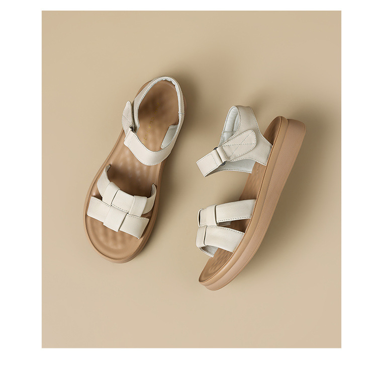 Sandal nữ đế dày mềm quai dệt kiểu xỏ ngón — EQ30 Màu be chi tiết 14