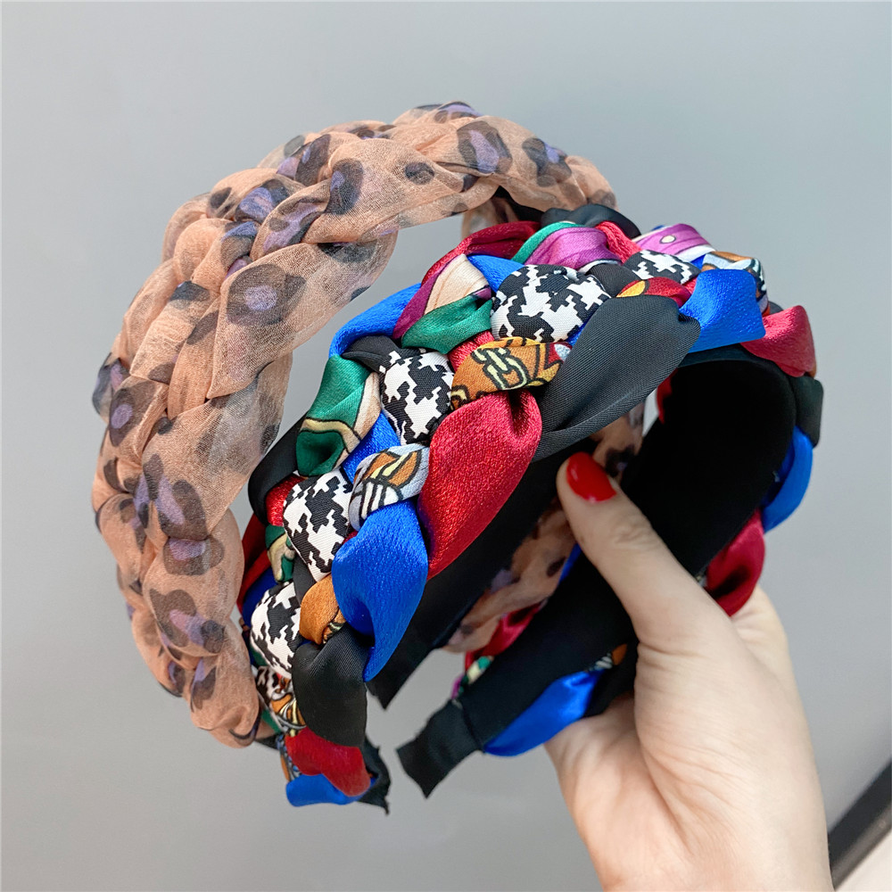 Fashion Plaid Cloth Printing Hair Band display picture 1