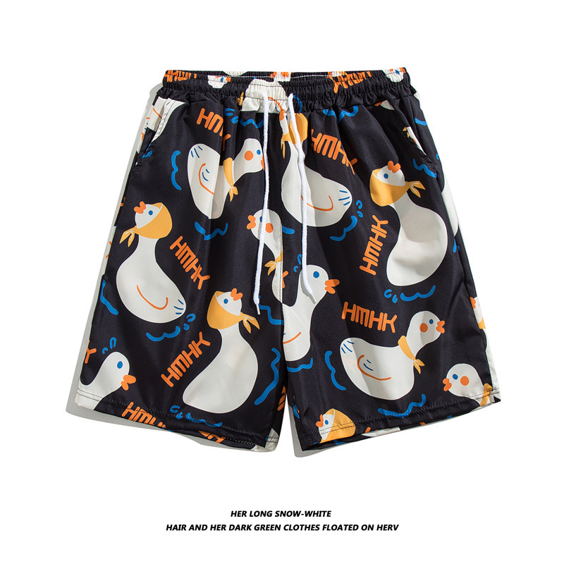 Pantalones de playa de los hombres retro de la pareja Vacaciones de aguas termales anti-vergüenza quinto pantalones ropa exterior pantalones cortos de playa de verano hombres