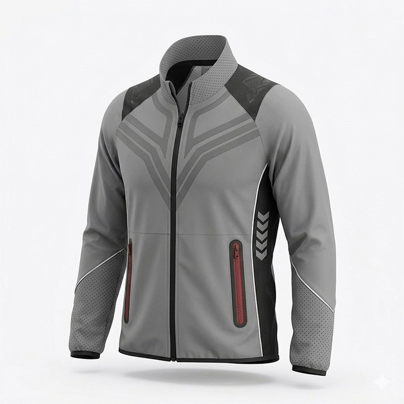Reflective Cycling Jacket for Men, Nighttime Safety Sports Jacket, Running Training Top, Breathable Perforated Patchwork