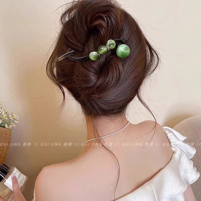 Qimin フラッシュ ダイヤモンド ビーズ ワンライン ツイスト クリップ バックヘッド ヘアスタイラー シャーク クリップ代替ヘアピン ヘッドギア|undefined