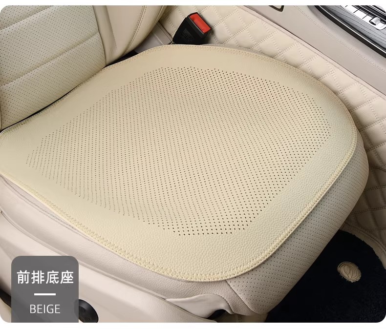 Summer Nappa leather ventilated non-slip car seat cushion suitable for Mercedes-Benz and Tesla, white ultra-thin breathable seat pad
