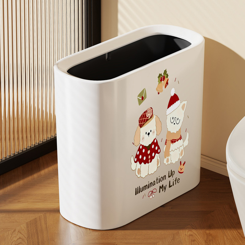 Trash can for toilet, bathroom, home, living room, kitchen, paper basket for bedroom, lidless, large capacity, narrow space toilet paper bin