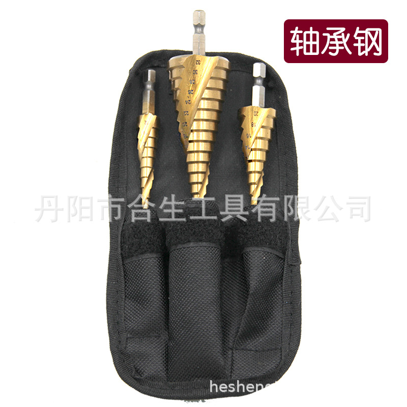 Cross-border 3 piezas mango hexagonal ranura en espiral de titanio plateado 4-12/4-20/4-32 paso taladro traje taladro eléctrico transfronterizo